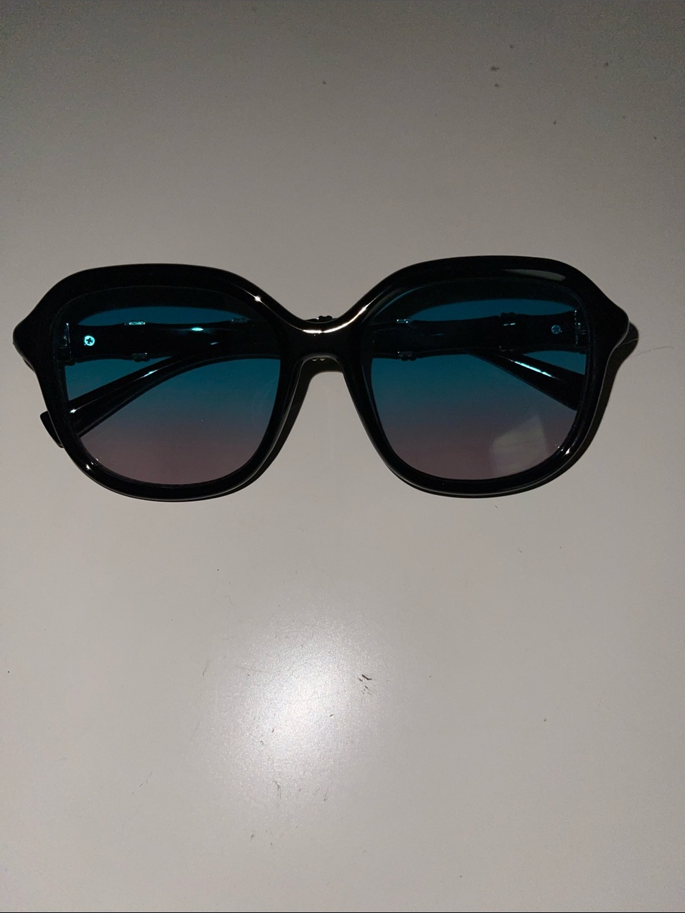 NWOT-Black Women's Sunglasses with Blue Gradient Lenses